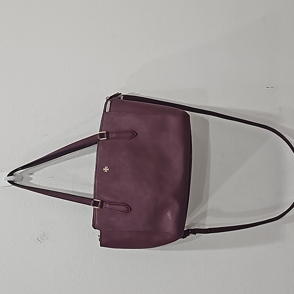 Tory Burch Emerson Micro Satchel Crossbody Shoulder Bag Burgundy Tote - Picture 3 of 16